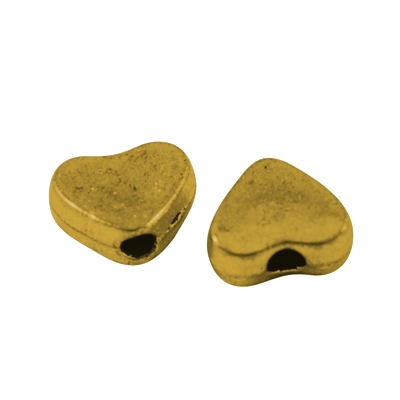 Мъниста метални, сърце 6х5х3 мм, в цвят старо злато- 50 броя 