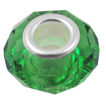 Стъклено мънисто в зелено стил Пандора - 1 брой