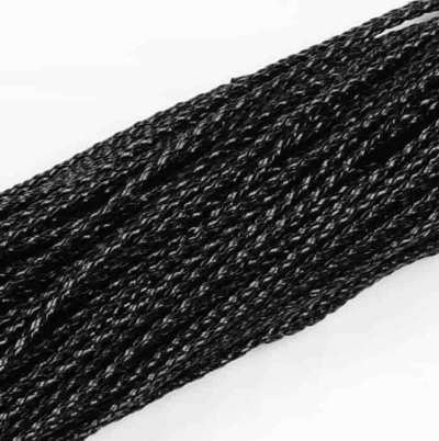 Черен плетен кожен шнур 3мм, реплика- 1м