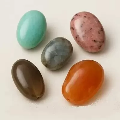 Овални мъниста от естествен камък