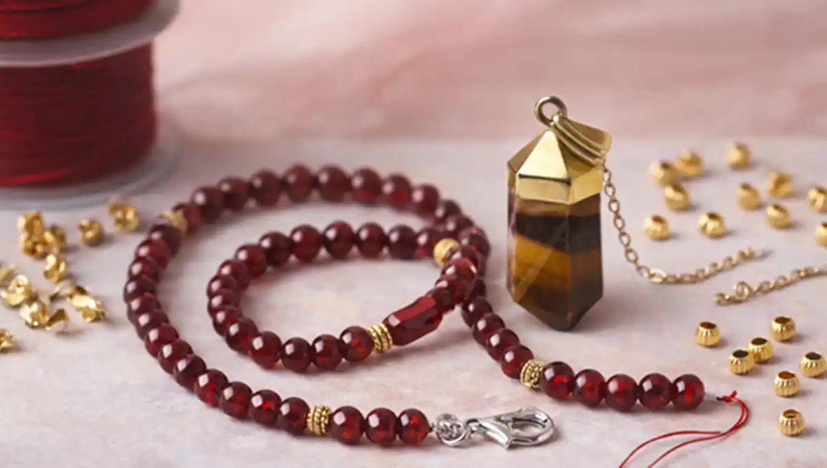 Колие с гранат и тигрово око &ndash; бижутерски проект