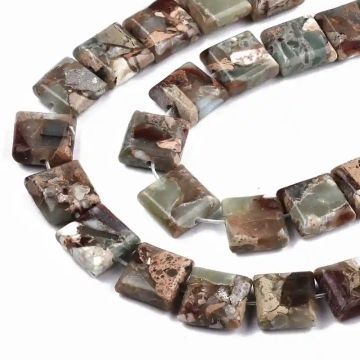 Китайски яспис Aqua Terra композитни мъниста 10x10x4 мм - наниз 20 бр.