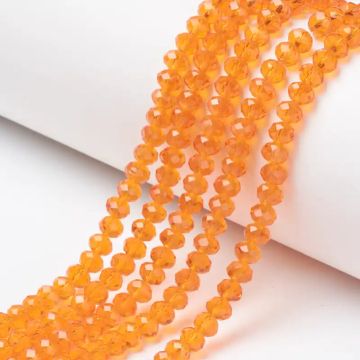 1 Оранжеви Фасетирани, Рондел, Стъклени Мъниста,