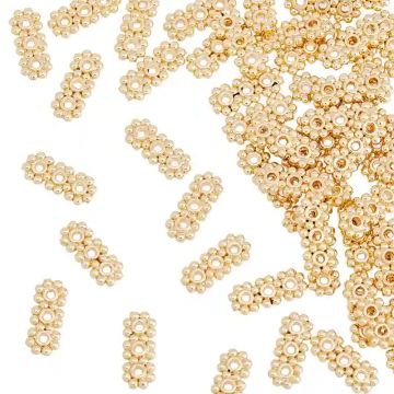 Метални залатисти накрайници за триредни бижута, 12.5x5.5x1.5мм - 5 бр