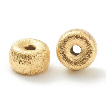 Мъниста диск с 18К златно покритие и текстурирана повърхност 6x4мм - 5 бр