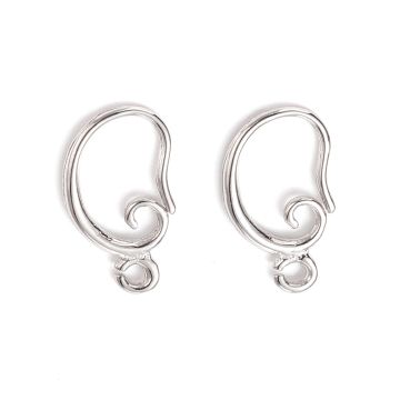 Куки за обеци с 18 К покритие от бяло злато, 15x10x2мм -  1 чифт