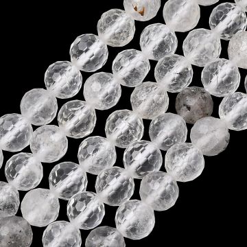 Естествен кварц Херкимер (Herkimer Diamond) фасетирани мъниста 6~6.5мм - наниз 30 бр.