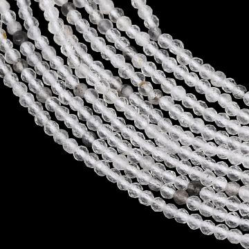 Естествен кварц Херкимер (Herkimer Diamond) фасетирани мъниста 2~2.5мм - наниз 39см