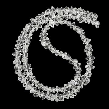 Полиран кварц Херкимер (Herkimer Diamond) късчета 9~12x2~4мм - наниз 20-20,5 см