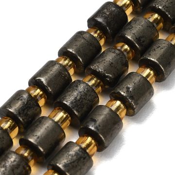 Пирит Gold, цилиндрични мъниста с разделители ~6 × 6 мм - наниз 19,5 см