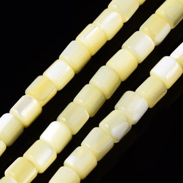 Естествени мъниста от седеф Trochid Shell Yellow 3,5x3,5 мм - наниз 38 см