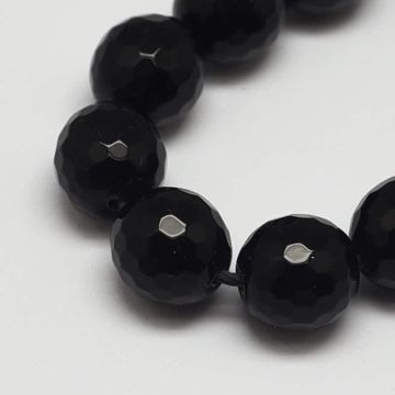 Black Stone с 64 фасета, мъниста 8 мм - наниз около 50 броя