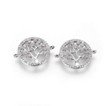 Конектор Дървото на Живота с Cubic Zirconia 15x20x3мм - (1бр)