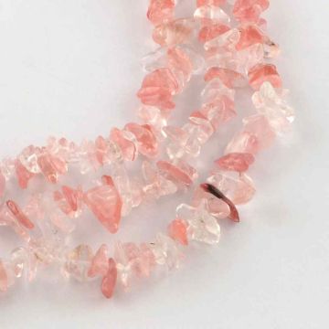 Чери кварц мъниста чипс  4~10x4~6x2~4 мм - наниз 80 см