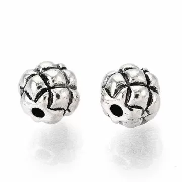 1 Кръгли метални мъниста с канюли, цвят антично сребро