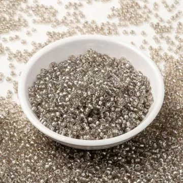 1 MIYUKI Кръгли мъниста Rocailles, 8/0, сребристи (RR3731) в керамичен съд