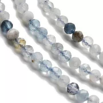 1 Естествен аквамарин,  мъниста – фасетирани кръгли ~3 мм с нежен небесносин блясък