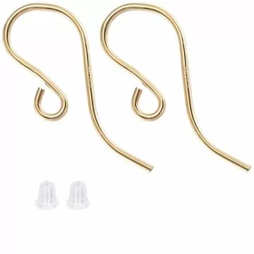 Кукички и стопер за обеци 20x8мм с 14K златно ламиниране / Gold Filled - 1 чифт
