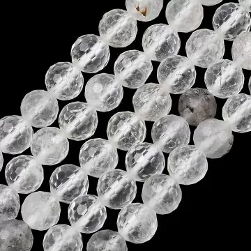 Естествен кварц Херкимер (Herkimer Diamond) фасетирани мъниста 6~6.5мм - наниз 30 бр.