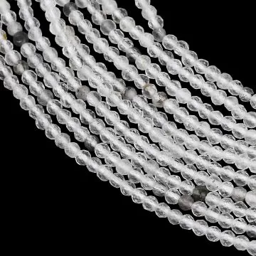 Естествен кварц Херкимер (Herkimer Diamond) фасетирани мъниста 2~2.5мм - наниз 39см