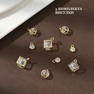 Комплект от три висулки с инкрустирани циркони и 14K златно ламиниране / Gold Filled - 1 комплект