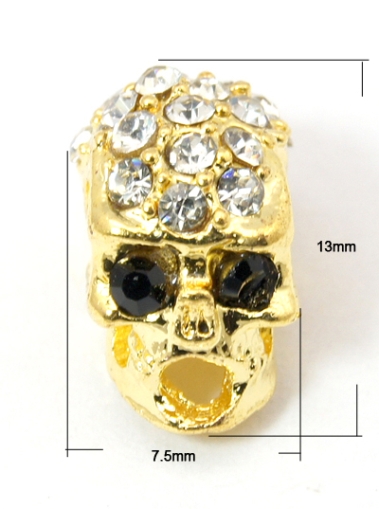 Мъниста метални, череп с кристали