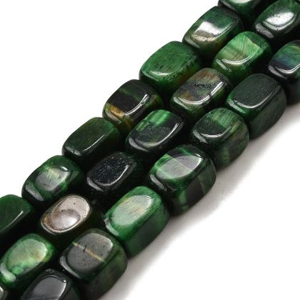 1 Наниз от зелени мъниста Тигрово Око с кубоидна форма