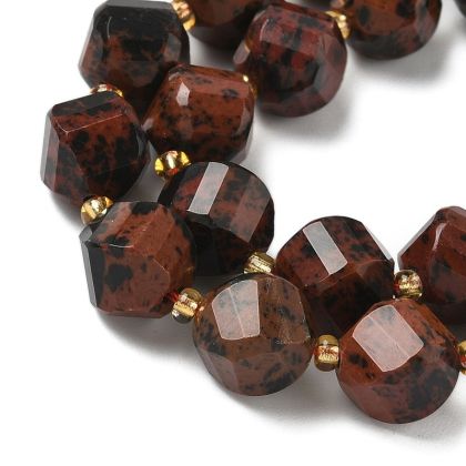 1 Фасетирани мъниста от махагонов обсидиан, с размер 10x9мм.
