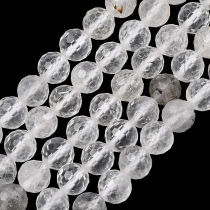 Естествен кварц Херкимер (Herkimer Diamond) фасетирани мъниста 6~6.5мм - наниз 30 бр.