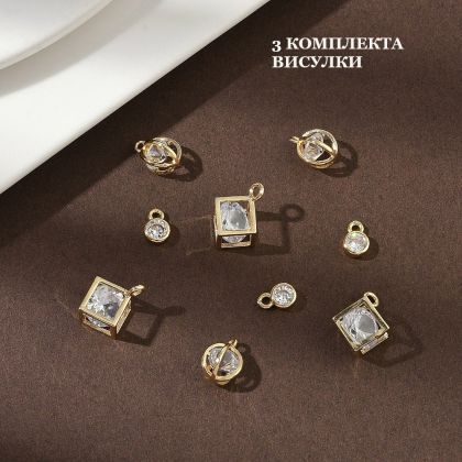 Комплект от три висулки с инкрустирани циркони и 14K златно ламиниране / Gold Filled - 1 комплект