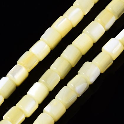 Естествени мъниста от седеф Trochid Shell Yellow 3,5x3,5 мм - наниз 38 см