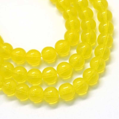 Стъклени прозрачни в жълто мъниста 10 ~ 10.5мм нанизи