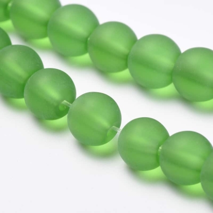 Стъклени прозрачно зелени матирани мъниста 10мм