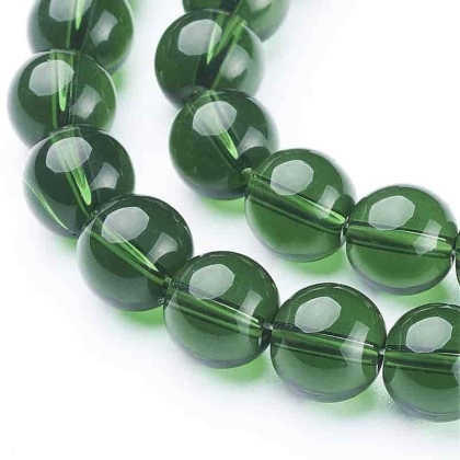 Стъклена мъниста в зелен прозрачен цвят 10 мм