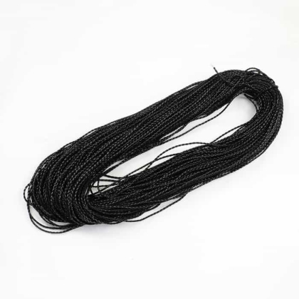 Черен плетен кожен шнур, имитация