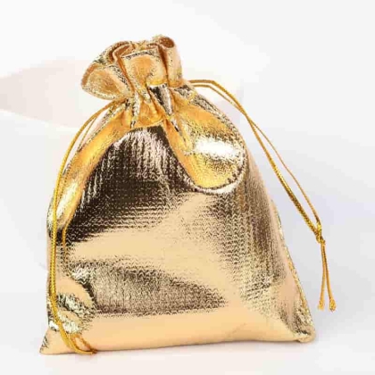 Органза подаръчна торбичка със златист цвят 12 x 9см