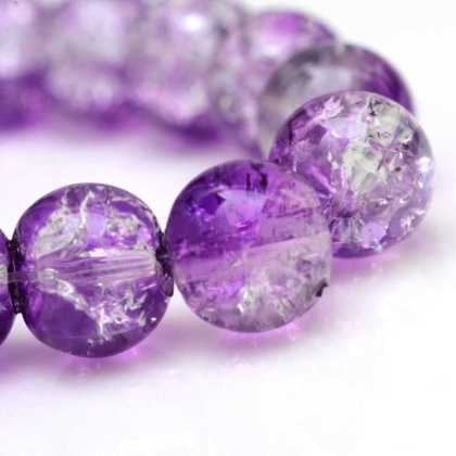 Стъклени мъниста, двуцветни Crackle 8-  8.5мм, Violet