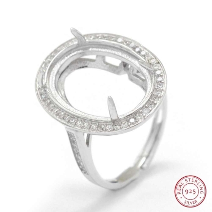 Основа за сребърен пръстен с покритие от платина и декорация ads