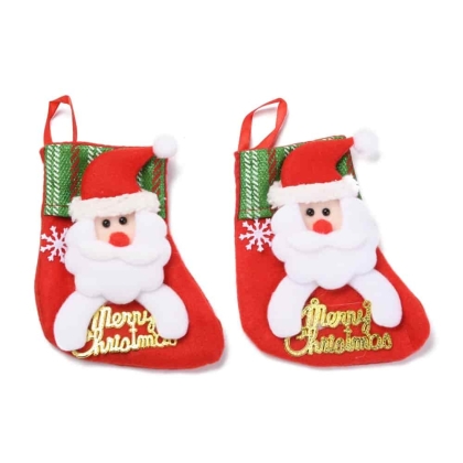 Коледна торбичка - чорап с Дядо Коледа и надпис