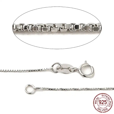 1 Дамско колие от сребро 925 с родиево покритие, верижка Box Chain - 40 см