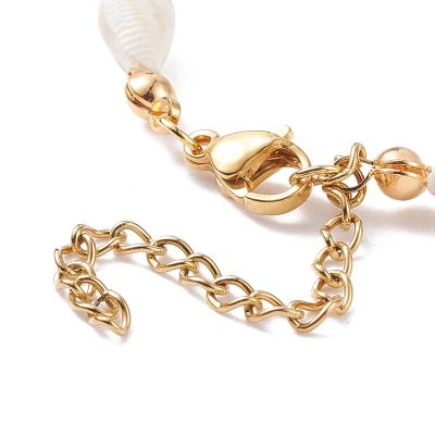 3 Гривна с естествени мъниста от миди, флорално бяло