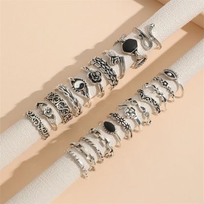 3 Комплект дамски пръстени от емайлирана метална сплав