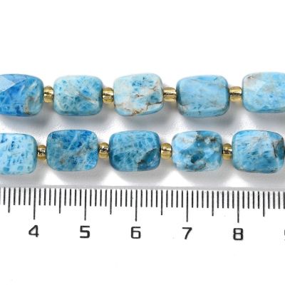 3 Апатит, естествени мъниста, фасетирани, правоъгълни, 10x8x4.5 мм