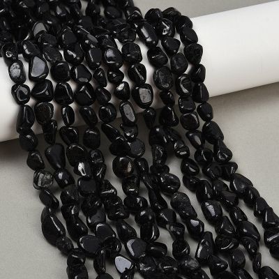 Черен Турмалин мъниста нъгет 8~13x8~10x3~8мм - 39~40 см