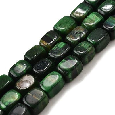 1 Наниз от зелени мъниста Тигрово Око с кубоидна форма