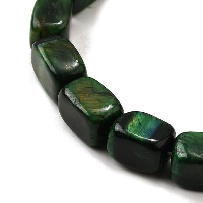 2 Наниз от зелени мъниста Тигрово Око с кубоидна форма