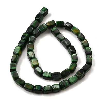 3 Наниз от зелени мъниста Тигрово Око с кубоидна форма