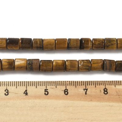 4 Естествен камък Тигрово око на цилиндрична мъниста низани на конец - измерване