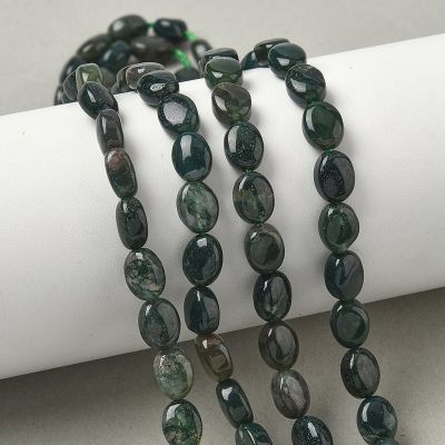 4 красиви мъниста плоски от мъхест ахат