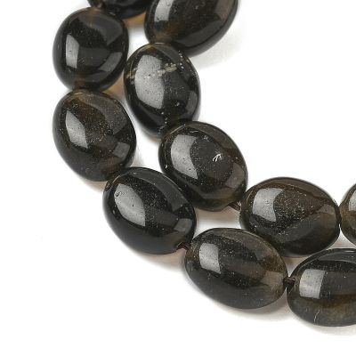 2 Обсидиан Golden Sheen (златен блясък) на плоски овални мъниста